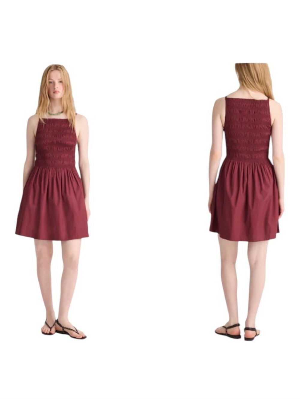 NWT Madewell Smocked High-Neck Mini Dress Dusty Merlot Red Size XL